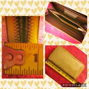 DEUX LUX GOLD GLITTER ZIP-AROUND WALLET/CLUTCH